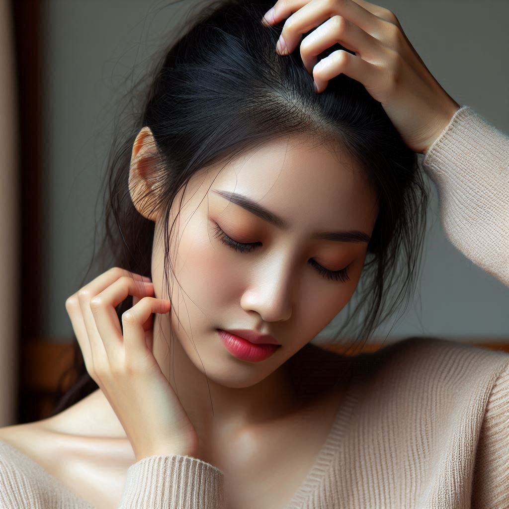 머리 콕콕 찌르는 통증 때문에 괴로워하는 모습